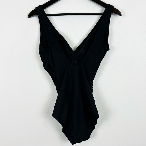 L.L. Bean UPF 50+ Black Slimming One Piece Swimsuit Size 8 Long - Picture 3 of 5